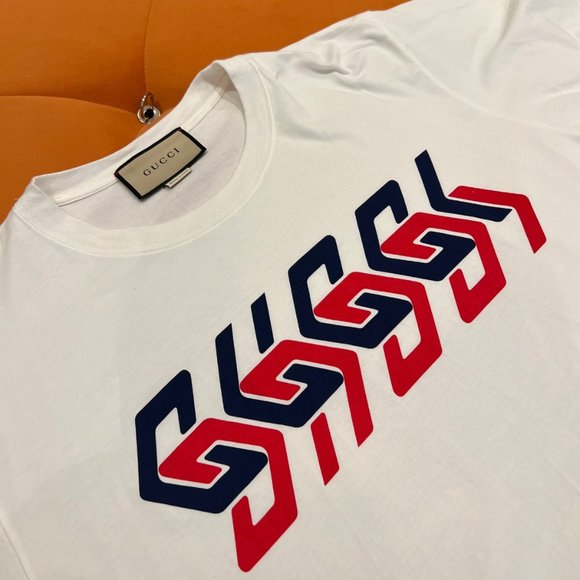 COTTON JERSEY T-SHIRT WITH GUCCI MIRROR PRINT - Picture 8 of 10